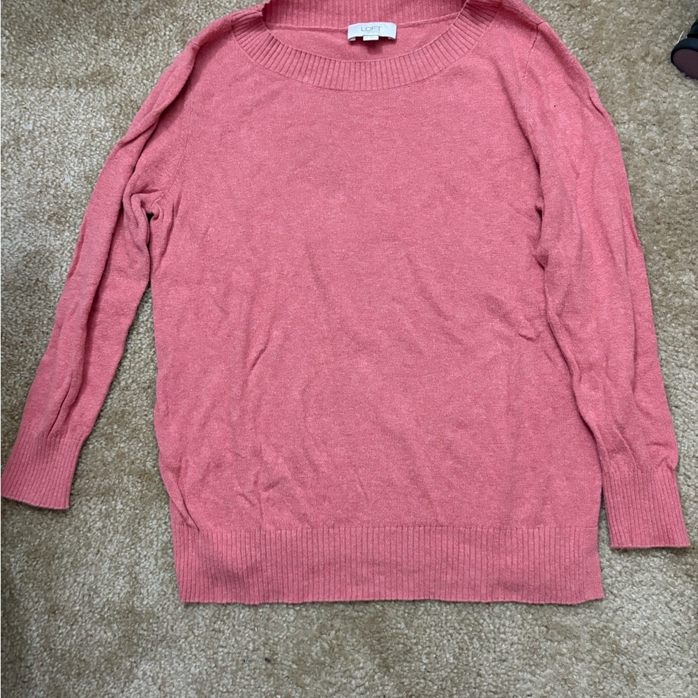 Loft Women's salmon pink Sweater